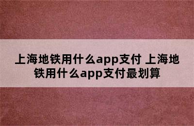 上海地铁用什么app支付 上海地铁用什么app支付最划算